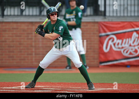 APR 19, 2016 - Tulane infielder Hunter Hope #16 watches a high pitch during a regular season game between Southern Mississippi and Tulane played at Greer Field at Turchin Stadium in New Orleans LA. Tulane defeated Southern Miss 12-0 Stock Photo