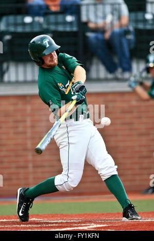 APR 19, 2016 - Tulane infielder Jake Willsey #17 swings the bat for a hit during a regular season game between Southern Mississippi and Tulane played at Greer Field at Turchin Stadium in New Orleans LA. Tulane defeated Southern Miss 12-0 Stock Photo