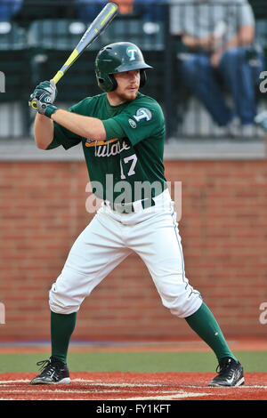 APR 19, 2016 - Tulane infielder Jake Willsey #17 at bat during a regular season game between Southern Mississippi and Tulane played at Greer Field at Turchin Stadium in New Orleans LA. Tulane defeated Southern Miss 12-0 Stock Photo