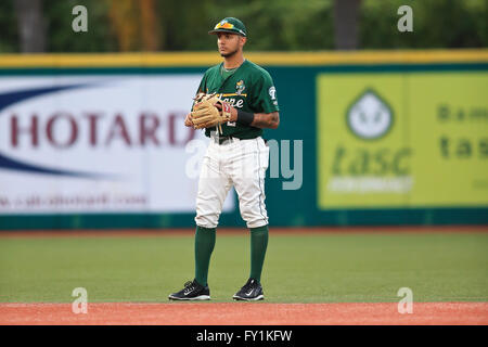 APR 19, 2016 - Tulane infielder Stephen Alemais #2 waits for the play during a regular season game between Southern Mississippi and Tulane played at Greer Field at Turchin Stadium in New Orleans LA. Tulane defeated Southern Miss 12-0 Stock Photo