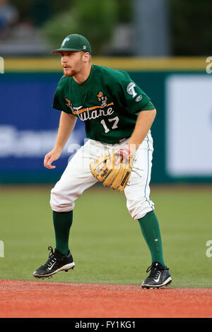 APR 19, 2016 - Tulane infielder Jake Willsey #17 waits for the play during a regular season game between Southern Mississippi and Tulane played at Greer Field at Turchin Stadium in New Orleans LA. Tulane defeated Southern Miss 12-0 Stock Photo