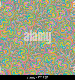 Vector seamless abstract hand-drawn pattern. Hand drawn seamless vivid wave background. Stock Vector