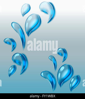 Various blue water drops in illustration Stock Photo - Alamy