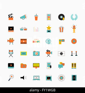 Various icons related to entertainment and broadcasting in illustration Stock Photo