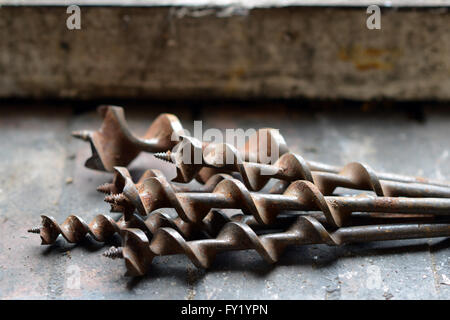 Vintage rusty drill bits Stock Photo