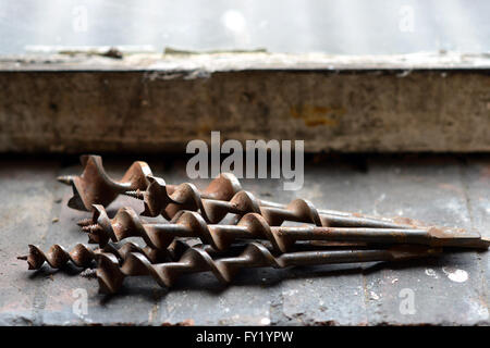 Vintage rusty drill bits Stock Photo