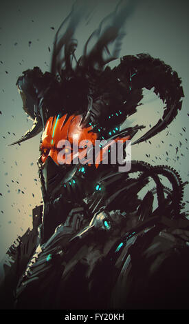 futuristic character,robotic demon,illustration painting Stock Photo