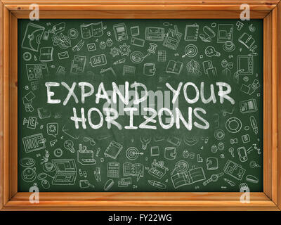 Expand Your Horizons - Hand Drawn on Green Chalkboard. Stock Photo