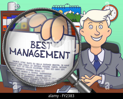 Best Management through Lens. Doodle Concept. Stock Photo