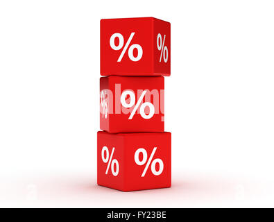 3d renderer image. Red discount cubes. Sale concept on white background Stock Photo