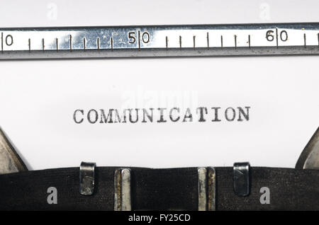 word communication typed on  old typewriter Stock Photo
