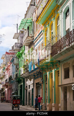 Vertical streetscape in Old Havana, Cuba. Stock Photo