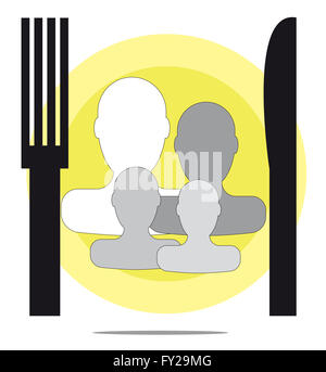 Illustration of family restaurant with fork and knife Stock Photo