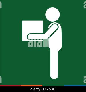 Man Moving Box Pictogram Icon Illustration design Stock Vector Image ...