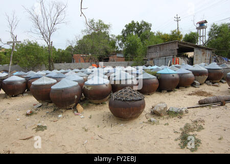 tanks for fish sauce, Vietnam, South East Asia Stock Photo