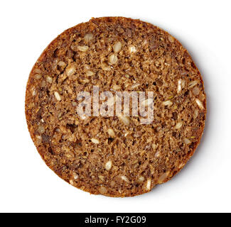 Slice of dark multi grain bread with seeds isolated on white background Stock Photo