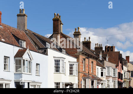 General view of Thornbury, South Gloucestershire, with its typical historical market town houses. Stock Photo