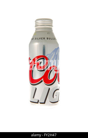 Winneconne, WI - 11 February 2015:  Bottle of Coor's Light beer in the new aluminum sealing bottle. Stock Photo