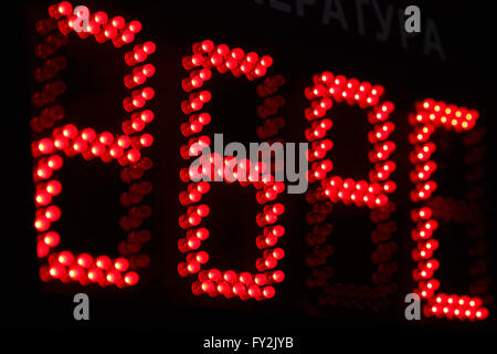 LED display shows the temperature of 26 degrees centigrade. Stock Photo