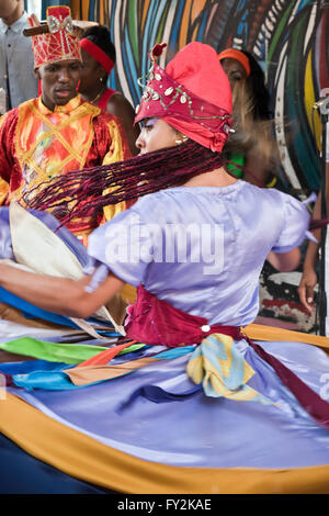 Vertical portrait of Rumba dancers in Havana, Cuba. Stock Photo