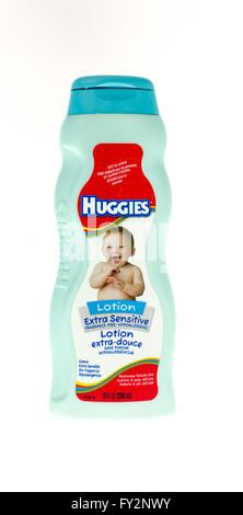 Winneconne, WI - 20 April 2015:  Bottle of Huggies lotion made for babies. Stock Photo