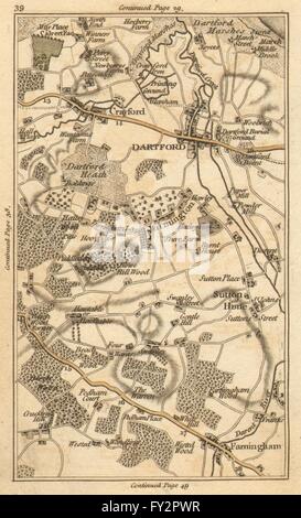 DARTFORD:Crayford,Bexley,Sutton at Hone,Farningham,Wilmington,Swanley, 1786 map Stock Photo