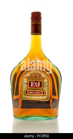 Winneconne, WI - 19 March 2016:  A bottle of E&J brandy Stock Photo