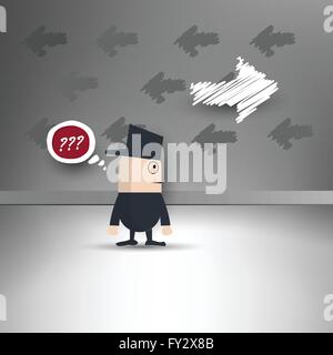 Man looking arrow indicating direction Stock Vector