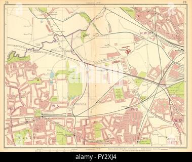 LONDON W:Harlesden Willesden Jnctn Acton Ealing Alperton Park Royal, 1930 map Stock Photo