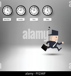 Stress business man racing against time Stock Vector