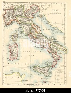 ITALY. Showing states/territorial divisions. JOHNSTON, 1899 antique map Stock Photo