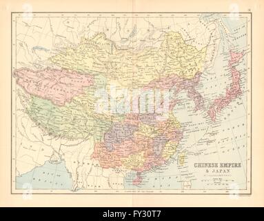 EAST ASIA. 'Chinese Empire & Japan'. China Korea Formosa. BARTHOLOMEW, 1876 map Stock Photo