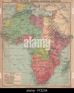 SECOND WORLD WAR AFRICA: Showing European colonies & German mandates, 1940 map Stock Photo
