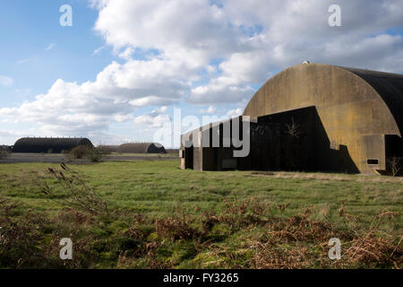 Cold War hardened aircraft shelters, RAF Woodbridge, Suffolk, UK. Stock Photo