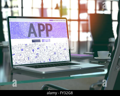 App Concept on Laptop Screen. Stock Photo