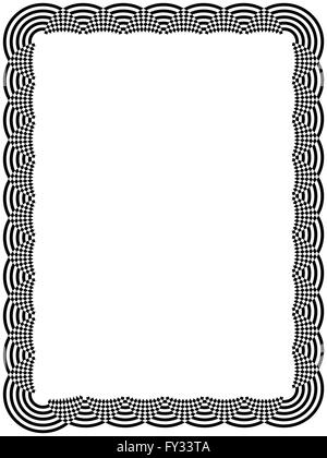 Ornamental black frame with mutually overlap arc elements isolated on the white background, vector artwork Stock Vector