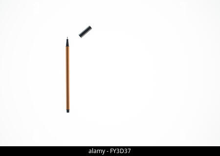 single pen and cap on white background Stock Photo