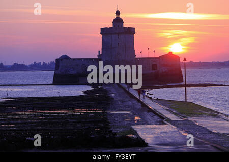 The Fort Louvois at sunset at Bourcefranc-le-Chapus, Charente-Maritime, France Stock Photo