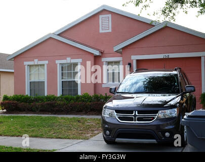 Modern American SUV, Dodge Journey details on a residential driveway in Florida, USA April 2016 Stock Photo
