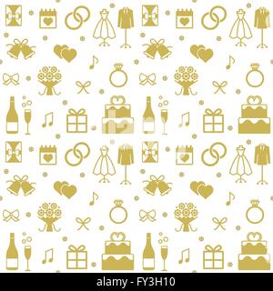 Golden wedding themed vector seamless pattern Stock Vector