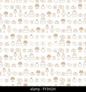 Wedding related vector seamless pattern background with outline icons 2 Stock Vector