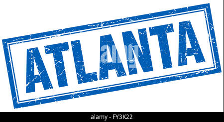 Atlanta blue square grunge stamp on white Stock Photo