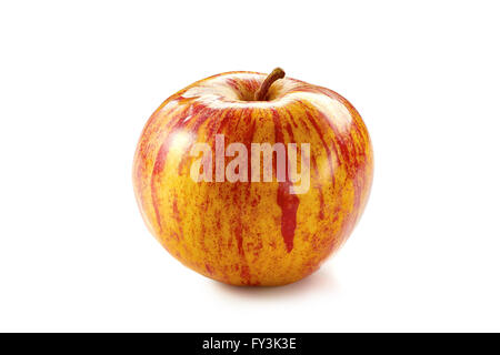 Pink striped apple on white Stock Photo