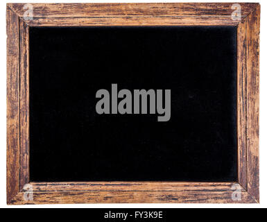 Rectangular wooden frame with black fabric inside isolated on white background Stock Photo
