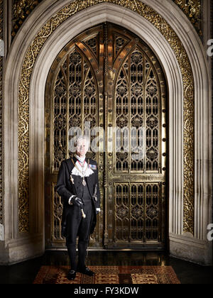 Lieutenant General David Leakey, Gentleman Usher of the Black Rod, in the House of Lords, London, March 2016. Stock Photo