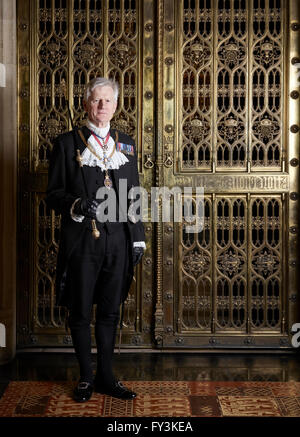 Lieutenant General David Leakey, Gentleman Usher of the Black Rod, in the House of Lords, London, March 2016. Stock Photo