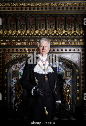 Lieutenant General David Leakey, Gentleman Usher of the Black Rod, in the House of Lords, London, March 2016. Stock Photo