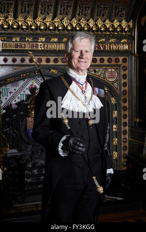 Lieutenant General David Leakey, Gentleman Usher of the Black Rod, in the House of Lords, London, March 2016. Stock Photo