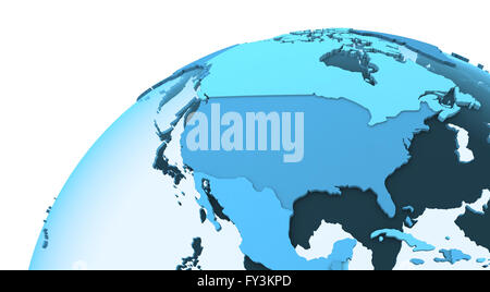 North America on translucent model of planet Earth with visible ...