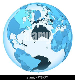 North America on translucent model of planet Earth with visible ...